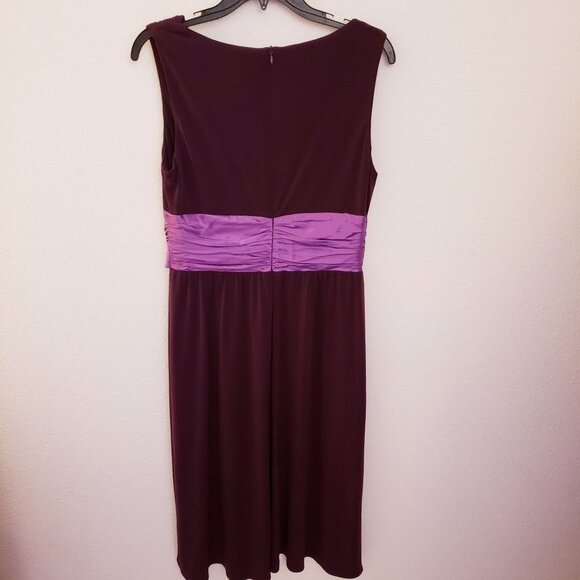 David Meister Purple Satin Trimmed Sash Cocktail Dress Size 8 EUC - Picture 5 of 8